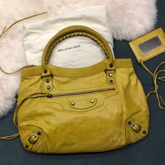 Vintage Balenciaga 2004 Chèvre Purse Bag w PH in Nicole Richie Yellow - Picture 3 of 9